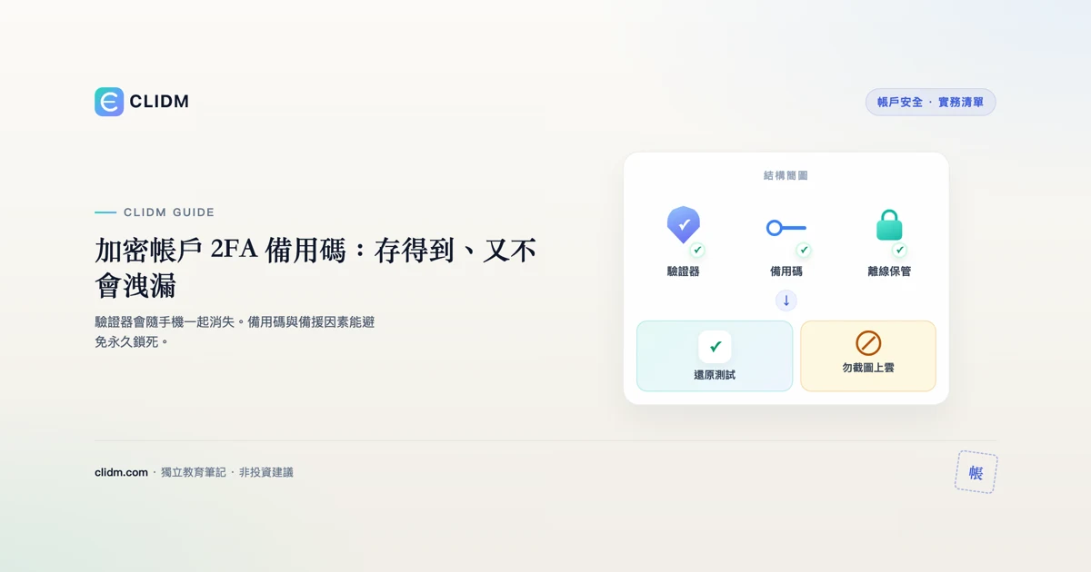 加密帳戶 2FA 備用碼：存得到、又不會洩漏