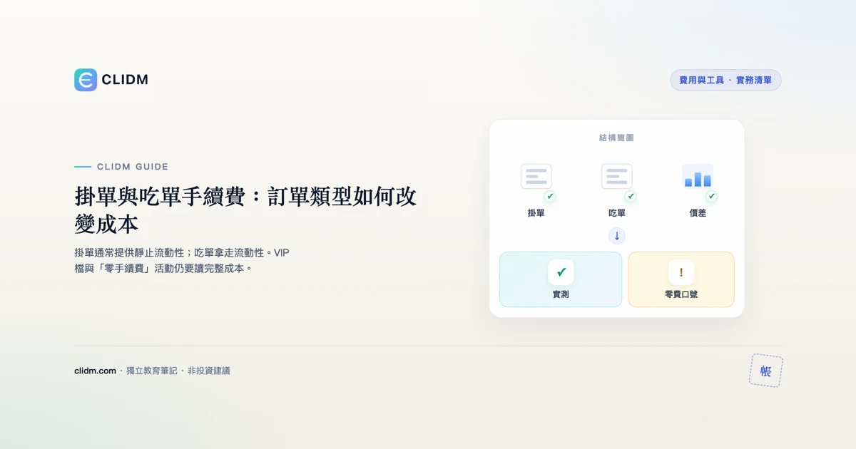 掛單與吃單手續費：訂單類型如何改變成本