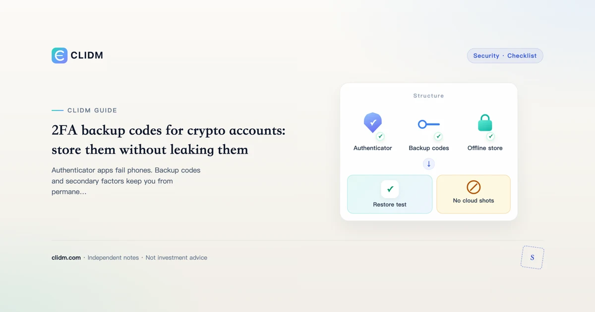 2FA backup codes for crypto accounts: store them without leaking them