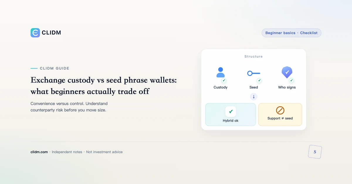 Exchange custody vs seed phrase wallets: what beginners actually trade off